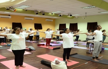 International Day of Yoga celebration in Aruba organized by Hon Consul, Aruba involving Indian community 